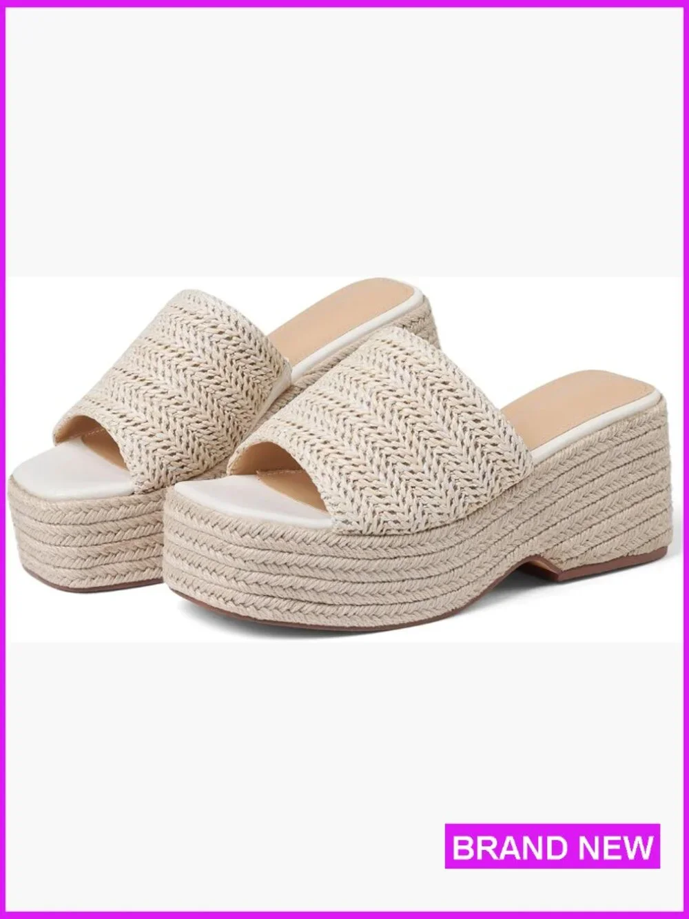 Platform Slip On Espadrille Sandals Woven Jute Bohemian Summer Wedding